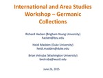 International and Area Studies Workshop – Germanic Collections by Brian Vetruba